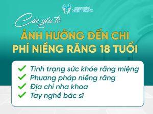 Các yếu tố ảnh hưởng đến chi phí niềng răng 18 tuổi