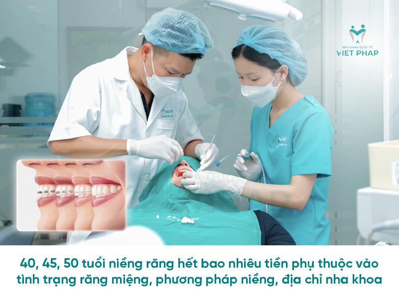 4 3 40, 45, 50 tuổi niềng răng hết bao nhiêu tiền phụ thuộc vào tình trạng răng miệng, phương pháp niềng, địa chỉ nha khoa
