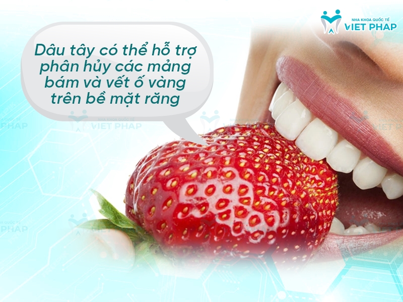 Dâu tây có thể hỗ trợ phân hủy các mảng bám và vết ố vàng trên bề mặt răng