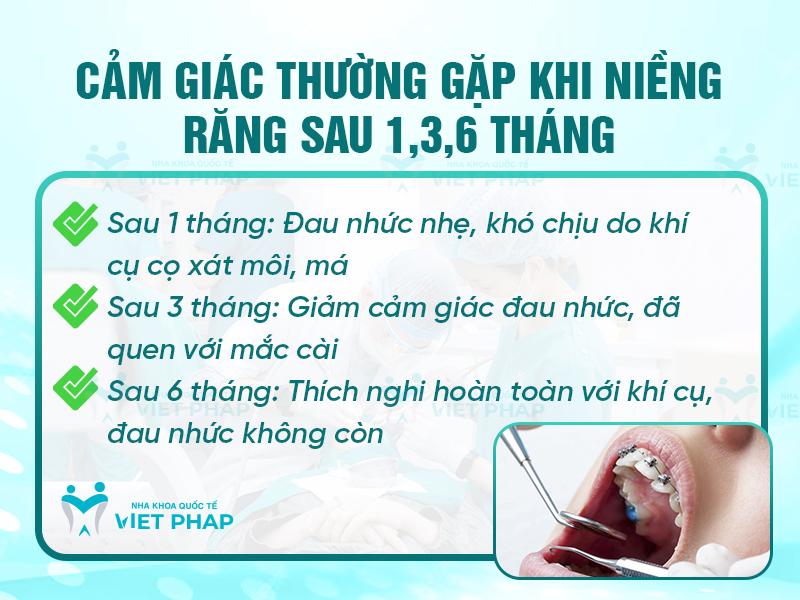 Cảm giác thường gặp khi niềng răng sau 1, 3, 6 tháng