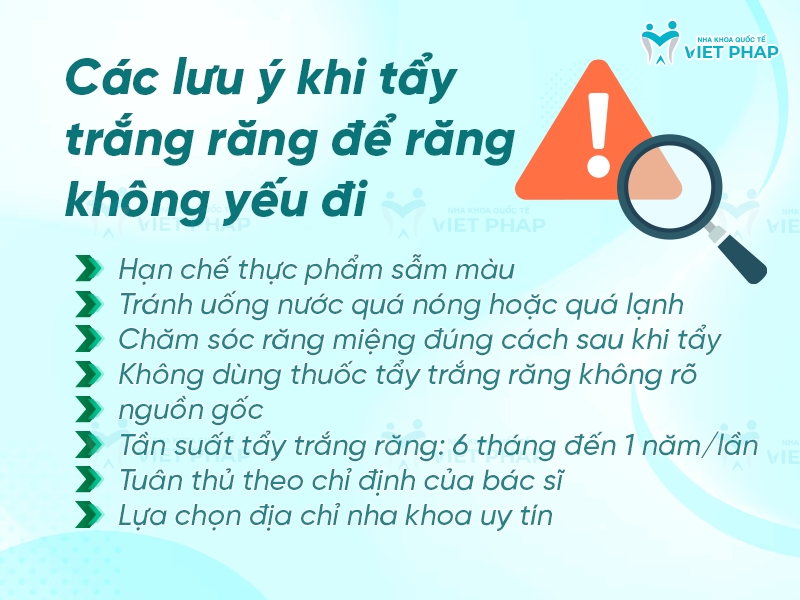 Tay trang rang co lam rang yeu di Nha khoa Quoc Te Viet Phap 4 Các lưu ý khi tẩy trắng răng để răng không yếu đi