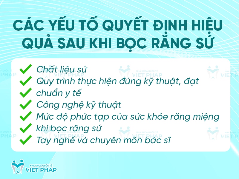 Các yếu tố quyết định hiệu quả sau khi bọc răng sứ