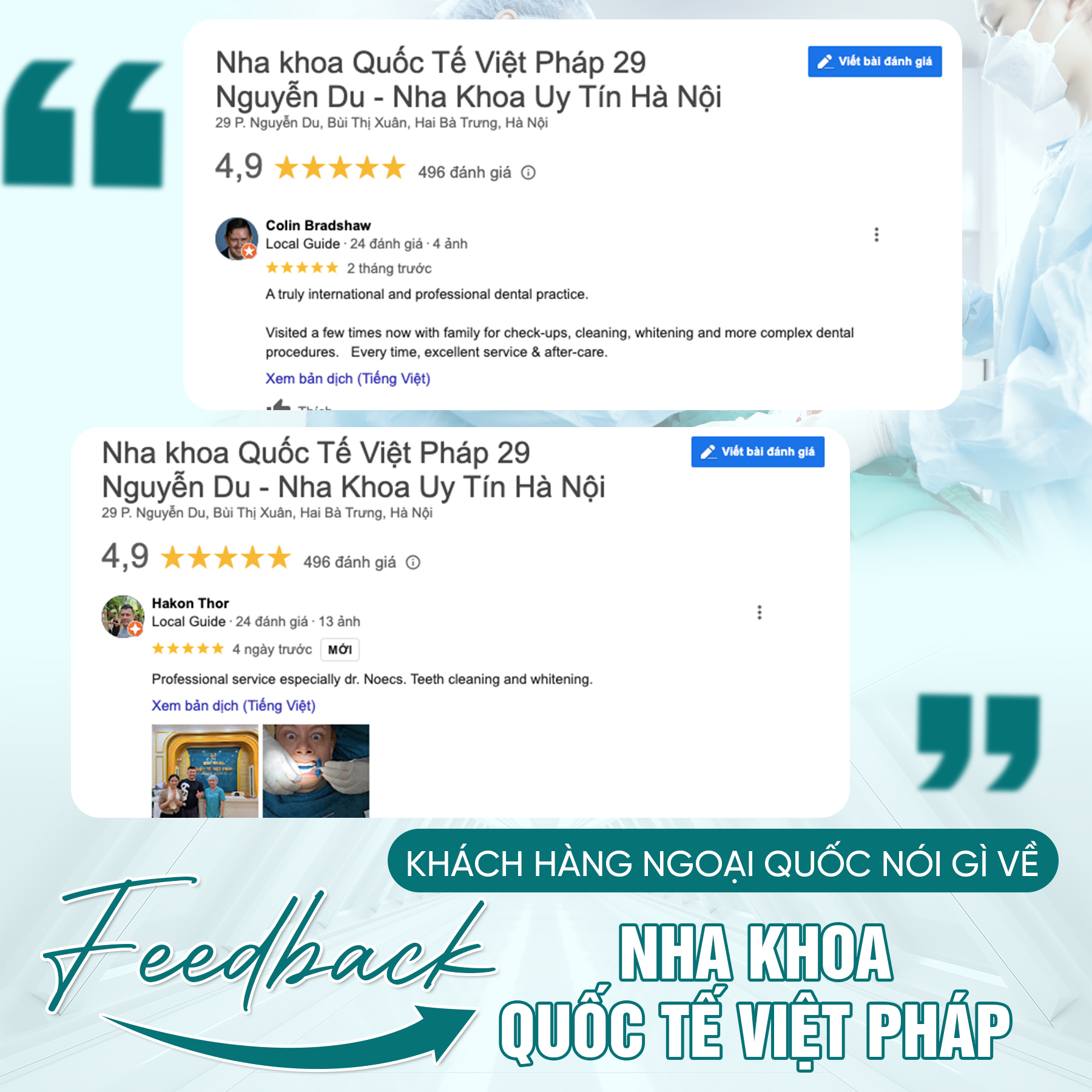 Nha khoa Quốc tế Việt Pháp nhận được nhiều lời nhắn gửi yêu thương từ khách hàng ngoại quốc