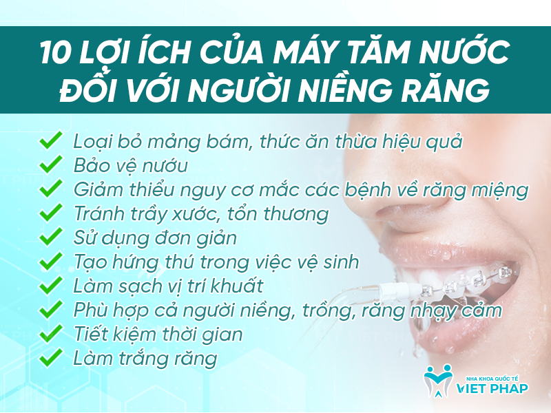 cach su dung may tam nuoc cho nguoi nieng rang nha khoa quoc te viet phap 2 Lợi ích của máy tăm nước đối với người niềng răng
