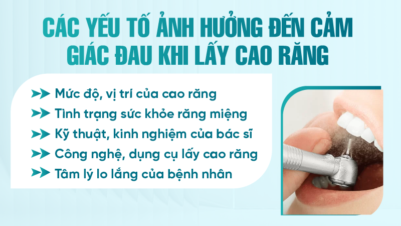 Các yếu tố ảnh hưởng đến cảm giác ĐAU khi lấy cao răng 