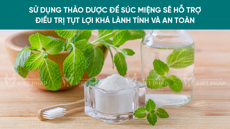 Sử dụng thảo dược để súc miệng sẽ hỗ trợ điều trị tụt lợi khá lành tính và an toàn
