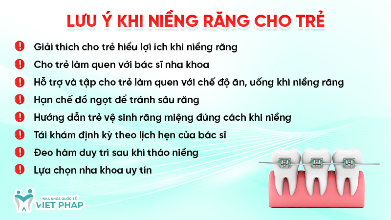 Lưu ý khi niềng răng cho trẻ