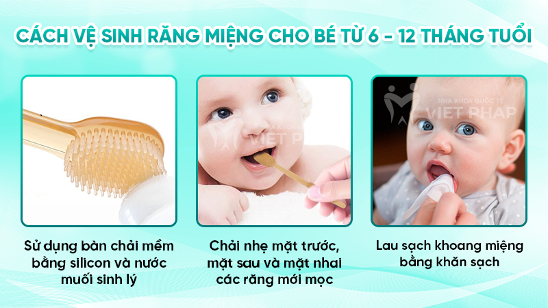 Cách vệ sinh răng miệng cho bé từ 6 - 12 tháng tuổi