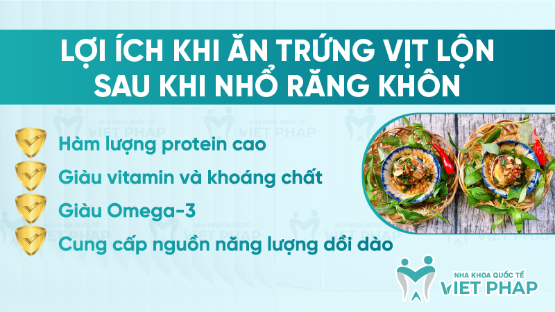 Lợi ích khi ăn trứng vịt lộn sau khi nhổ răng khôn