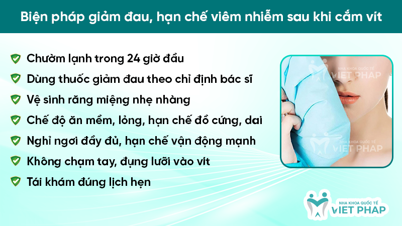 Biện pháp giảm đau, hạn chế viêm nhiễm sau khi cắm vít