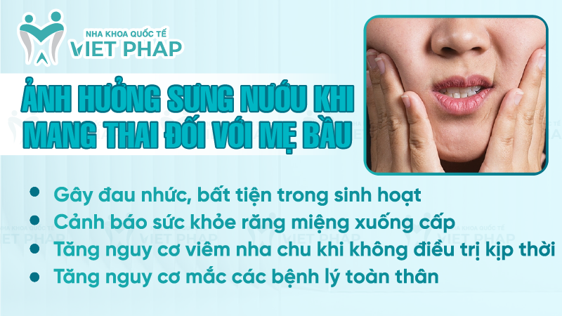 Sung nuou khi mang thai 4 Ảnh hưởng sưng nướu khi mang thai đối với mẹ bầu