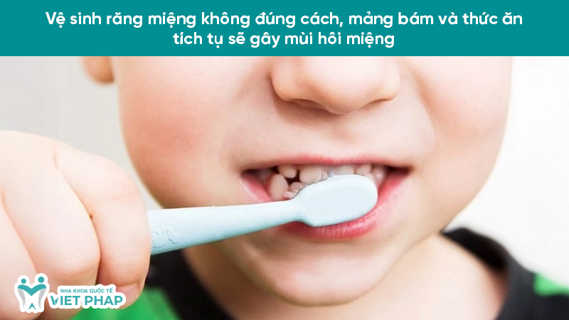 be bi hoi mieng khi moc rang 2.2 Vệ sinh răng miệng không đúng cách, mảng bám và thức ăn tích tụ sẽ gây mùi hôi miệng