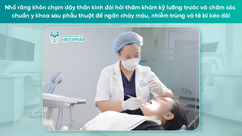 251212 Rang khon moc lech cham day than kinh 07 Nhổ răng khôn chạm dây thần kinh đòi hỏi thăm khám kỹ lưỡng trước và chăm sóc chuẩn y khoa sau phẫu thuật để ngăn chảy máu, nhiễm trùng và tê bì kéo dài