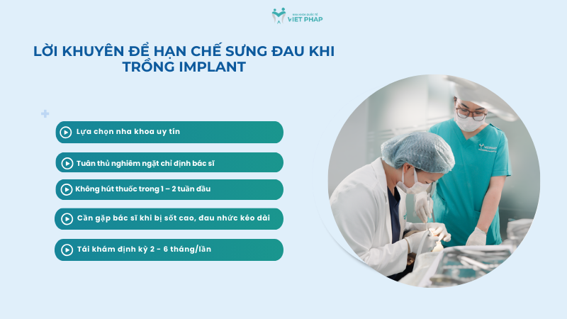 Lời khuyên để hạn chế sưng đau khi trồng implant