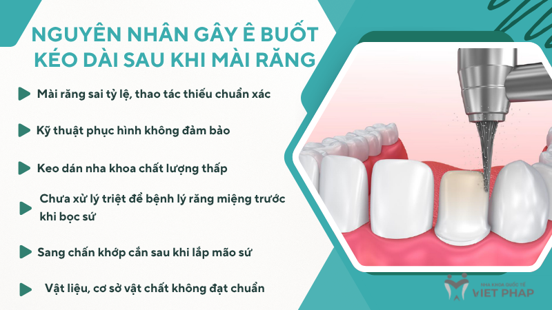 Nguyên nhân gây ê buốt kéo dài sau khi mài răng