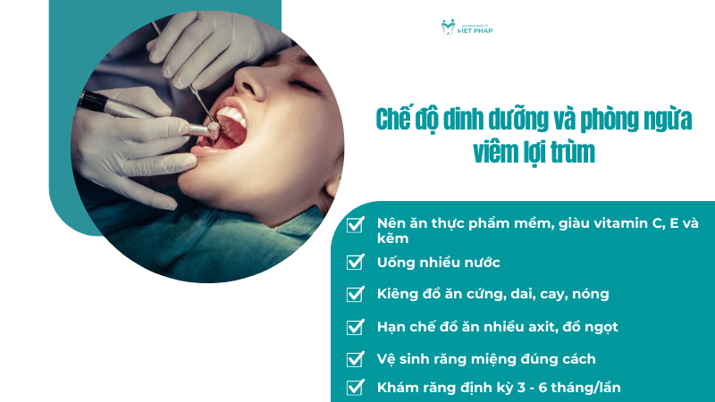 Chế độ dinh dưỡng và phòng ngừa viêm lợi trùm