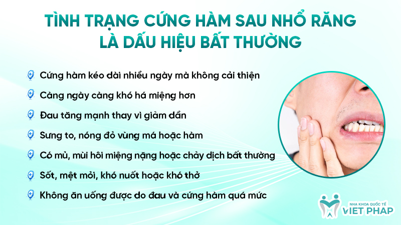 Tình trạng cứng hàm sau nhổ răng là dấu hiệu bất thường