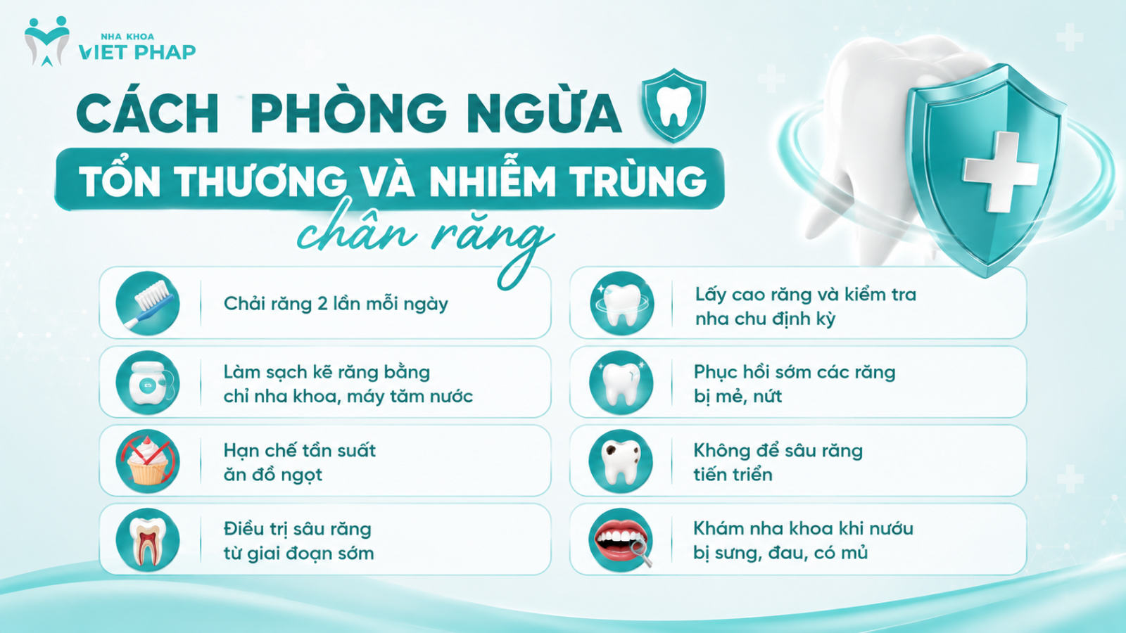Cách phòng ngừa tổn thương và nhiễm trùng chân răng