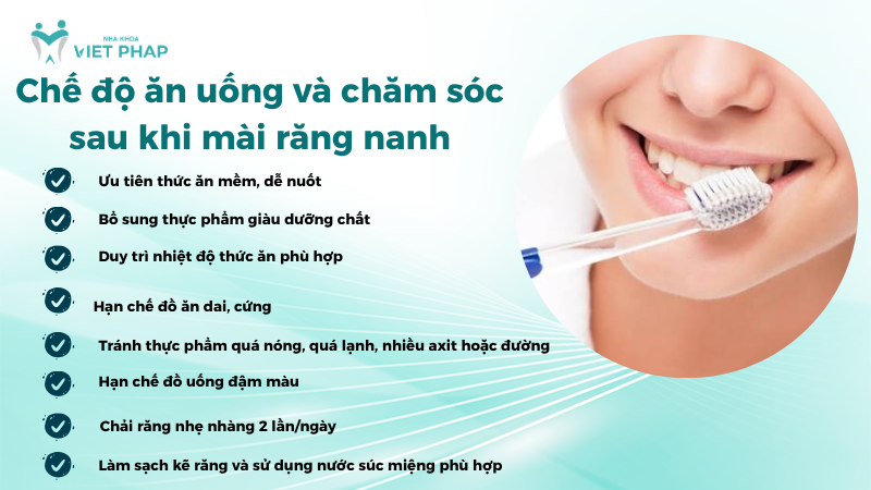Chế độ ăn uống và chăm sóc sau khi mài răng nanh