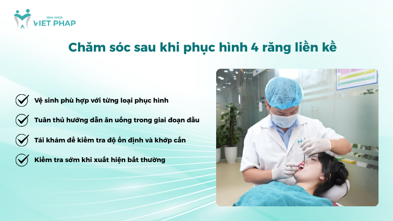 Chăm sóc sau khi phục hình 4 răng liền kề