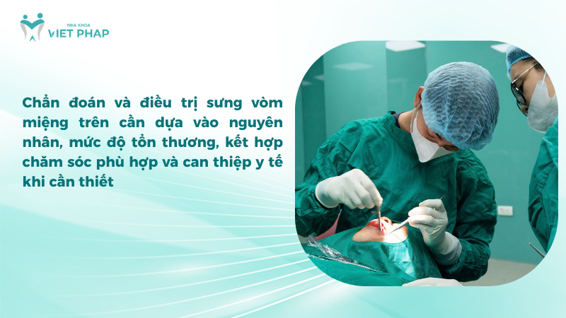 sung vom mieng tren 5 Chẩn đoán và điều trị sưng vòm miệng trên cần dựa vào nguyên nhân, mức độ tổn thương, kết hợp chăm sóc phù hợp và can thiệp y tế khi cần thiết
